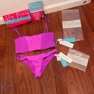 NWT Beach bunny bralette XL DESTINY bikini top bottoms